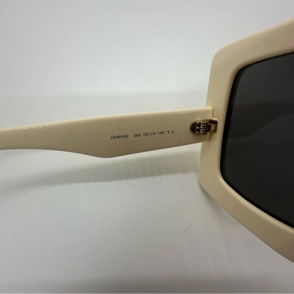 NWT Loewe | Oversized Anagram Shield Mirrored Ivory Gold Unisex Sunglasses $550